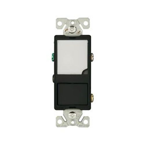 Main product image of Led Nightlight w/ Switch, Auto-Grnd/Led Nightlight, #14-#12 Awg 15A, 120V, Rocker, Black, 1-Pole, 7738BK-BOX