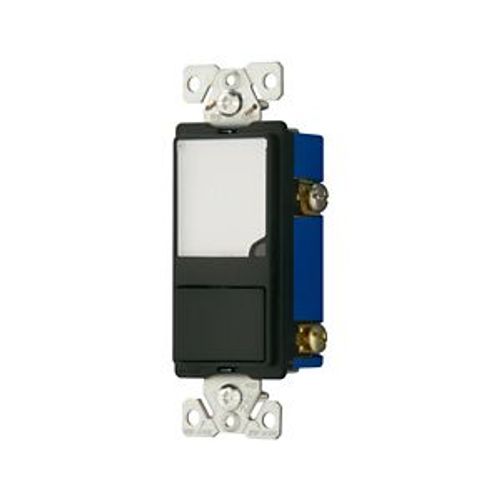 Main product image of Led Nightlight w/ Switch, Auto-Grnd/Led Nightlight, #14-#12 Awg 15A, 120V, Rocker, Black, 1-Pole, 7738BK-BOX