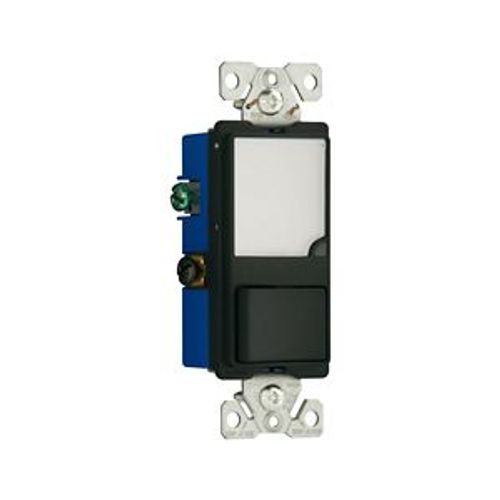 Main product image of Led Nightlight w/ Switch, Auto-Grnd/Led Nightlight, #14-#12 Awg 15A, 120V, Rocker, Black, 1-Pole, 7738BK-BOX