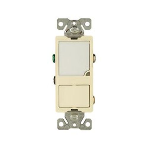 Main product image of Led Nightlight w/ Switch, Auto-Grnd/Led Nightlight, #14-#12 Awg 15A, 120V, Rocker, Light Almond, 7738LA-BOX