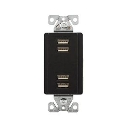Main product image of Usb Multiport Charging Station, 5A, Flush Mount, 5V, Black, 2-Pole 3-Wire, Grounding, 7750BK-BOX