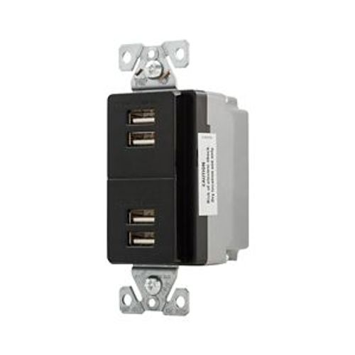 Main product image of Usb Multiport Charging Station, 5A, Flush Mount, 5V, Black, 2-Pole 3-Wire, Grounding, 7750BK-BOX