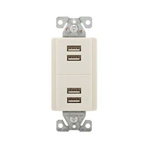 Main product image of Usb Multiport Charging Station, 5A, Flush Mount, 5V, Light Almond, 2-Pole 3-Wire, Grounding, 7750LA-BOX