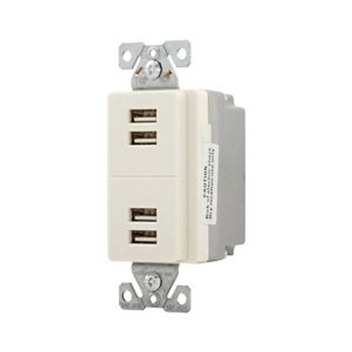 Main product image of Usb Multiport Charging Station, 5A, Flush Mount, 5V, Light Almond, 2-Pole 3-Wire, Grounding, 7750LA-BOX