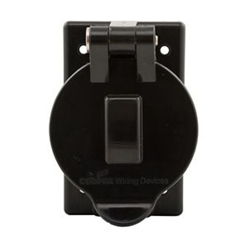 Main product image of Lift Lid Cover, Self-Closing, Used w/ 50A Locking, Surface Mount, Black Receptacle, Wet, 1-Gang, 7788BK