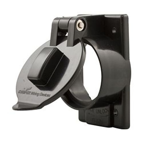 Main product image of Lift Lid Cover, Self-Closing, Used w/ 50A Locking, Surface Mount, Black Receptacle, Wet, 1-Gang, 7788BK