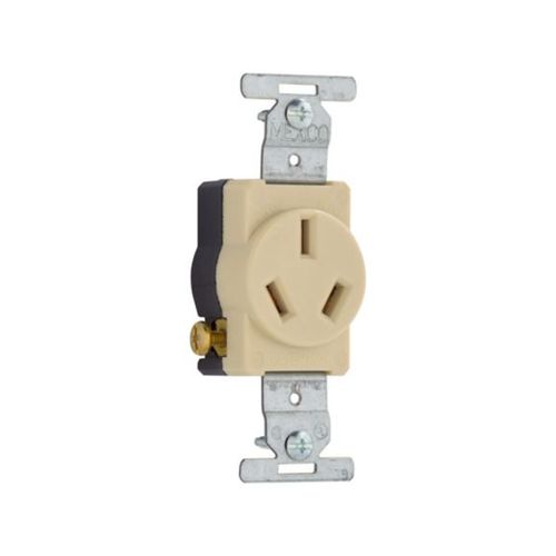 Main product image of Arrow Hart Heavy-Duty Flush Mount Receptacle, #4 Awg, 20A, 125/250V, Side Wire, Ivory, 10-20R, 805V-BOX