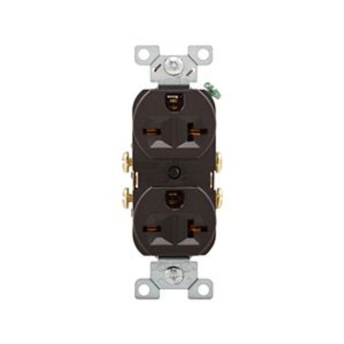 Main product image of Commercial Specification Grade Duplex Receptacle, #14-10 Awg, 20A, 250V, SideWire, Brown, 6-20R, 815B-BOX