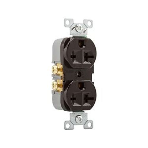 Main product image of Commercial Specification Grade Duplex Receptacle, #14-10 Awg, 20A, 250V, SideWire, Brown, 6-20R, 815B-BOX
