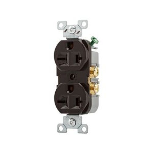 Main product image of Commercial Specification Grade Duplex Receptacle, #14-10 Awg, 20A, 250V, SideWire, Brown, 6-20R, 815B-BOX