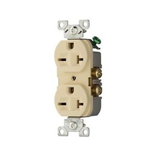 Main product image of Commercial Specification Grade Duplex Receptacle, #14-10 Awg, 20A, 250V, SideWire, Ivory, 6-20R, 815V-BOX