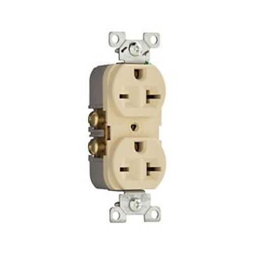 Main product image of Commercial Specification Grade Duplex Receptacle, #14-10 Awg, 20A, 250V, SideWire, Ivory, 6-20R, 815V-BOX