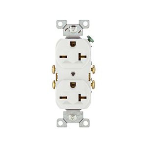 Main product image of Commercial Specification Grade Duplex Receptacle, #14-10 Awg, 20A, 250V, SideWire, White, 6-20R, 815W-BOX
