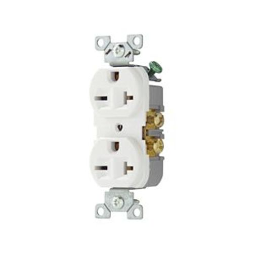 Main product image of Commercial Specification Grade Duplex Receptacle, #14-10 Awg, 20A, 250V, SideWire, White, 6-20R, 815W-BOX