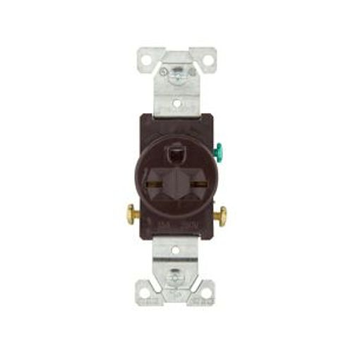 Main product image of Commercial Specification Grade Single Receptacle, #14-10 Awg, 15A, 250V, SideWire, Brown, 6-15R, 816B-BOX