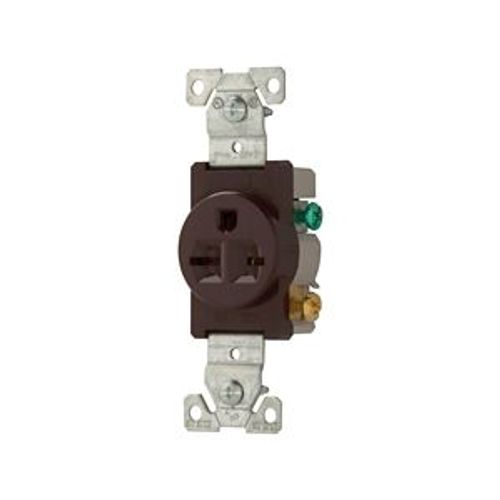 Main product image of Commercial Specification Grade Single Receptacle, #14-10 Awg, 15A, 250V, SideWire, Brown, 6-15R, 816B-BOX