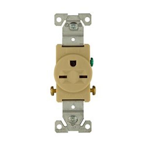 Main product image of Commercial Specification Grade Single Receptacle, #14-10 Awg, 15A, 250V, SideWire, Ivory, 6-15R, 816V-BOX