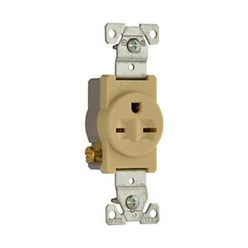 Main product image of Commercial Specification Grade Single Receptacle, #14-10 Awg, 15A, 250V, SideWire, Ivory, 6-15R, 816V-BOX
