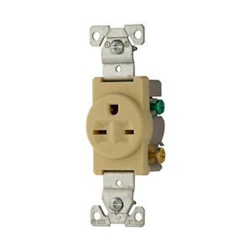 Main product image of Commercial Specification Grade Single Receptacle, #14-10 Awg, 15A, 250V, SideWire, Ivory, 6-15R, 816V-BOX