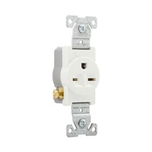 Main product image of Commercial Specification Grade Single Receptacle, #14-10 Awg, 15A, 250V, SideWire, White, 6-15R, 816W-BOX