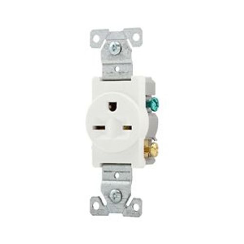 Main product image of Commercial Specification Grade Single Receptacle, #14-10 Awg, 15A, 250V, SideWire, White, 6-15R, 816W-BOX