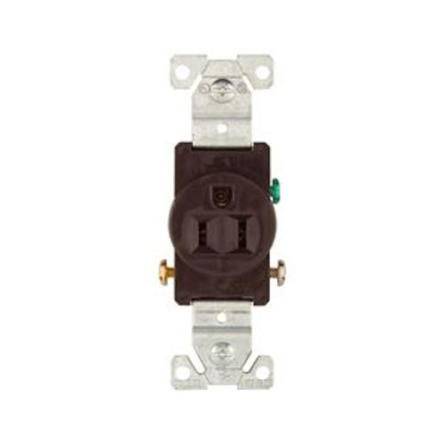 Main product image of Commercial Specification Grade Single Receptacle, #14-10 Awg, 15A, 125V, SideWire, Brown, Pvc, 817B-BOX