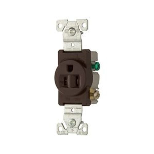 Main product image of Commercial Specification Grade Single Receptacle, #14-10 Awg, 15A, 125V, SideWire, Brown, Pvc, 817B-BOX