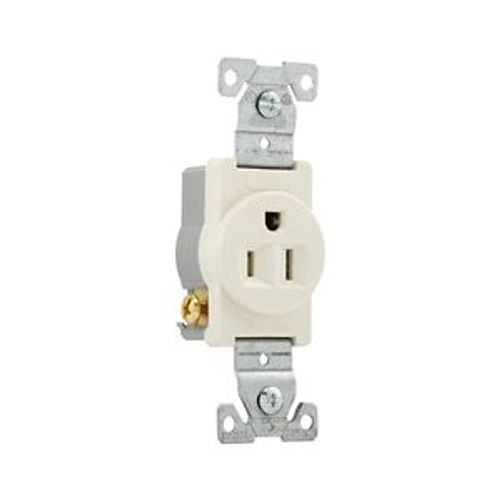 Main product image of Commercial Grade Single Receptacle, #14-10 Awg 15A, 125V, SideWire, Light Almond, Pvc, 817LA-BOX