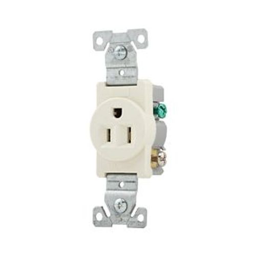 Main product image of Commercial Grade Single Receptacle, #14-10 Awg 15A, 125V, SideWire, Light Almond, Pvc, 817LA-BOX