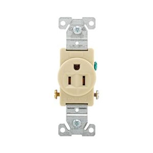 Main product image of Commercial Specification Grade Single Receptacle, #14-10 Awg, 15A, 125V, SideWire, Ivory, Pvc, 817V-BOX