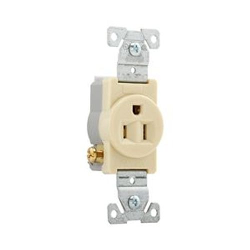 Main product image of Commercial Specification Grade Single Receptacle, #14-10 Awg, 15A, 125V, SideWire, Ivory, Pvc, 817V-BOX