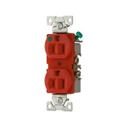 Main product image of Arrow Hart Heavy-Duty Duplex Receptacle, #14-10 Awg 15A, Healthcare, 125V, Red, Pvc, 8200RD