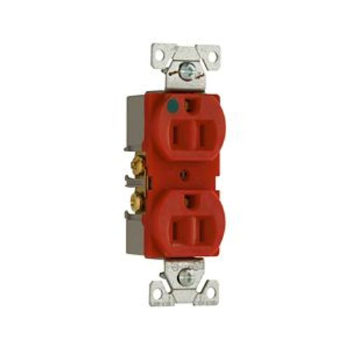 Main product image of Arrow Hart Heavy-Duty Duplex Receptacle, #14-10 Awg 15A, Healthcare, 125V, Red, Pvc, 8200RD