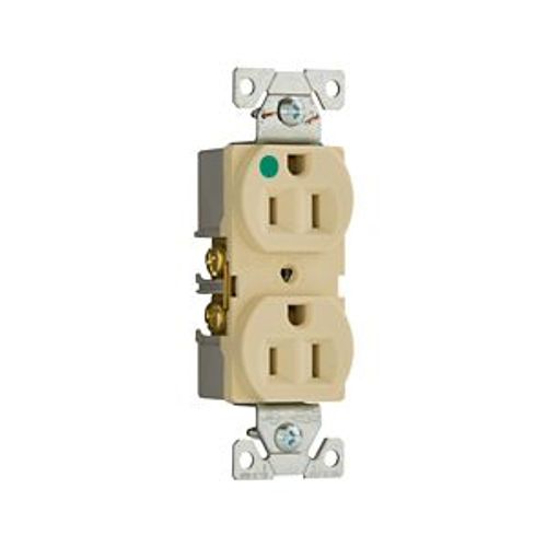 Main product image of Arrow Hart Heavy-Duty Duplex Receptacle, #14-10 Awg 15A, Healthcare, 125V, Ivory, Pvc, 8200V