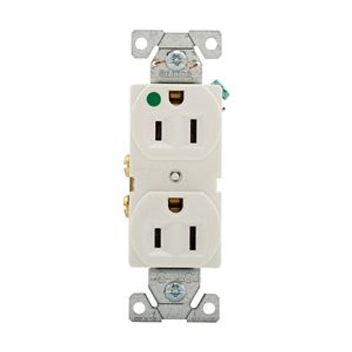 Main product image of Arrow Hart Heavy-Duty Duplex Receptacle, #14-10 Awg 15A, Healthcare, 125V, White, Pvc, 8200W