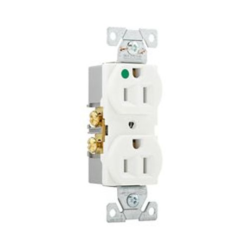 Main product image of Arrow Hart Heavy-Duty Duplex Receptacle, #14-10 Awg 15A, Healthcare, 125V, White, Pvc, 8200W