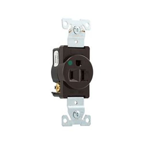 Main product image of Arrow Hart Extra Heavy-Duty Single Receptacle, #14-10 Awg 15A, Healthcare, 125V, Brown, 8210B