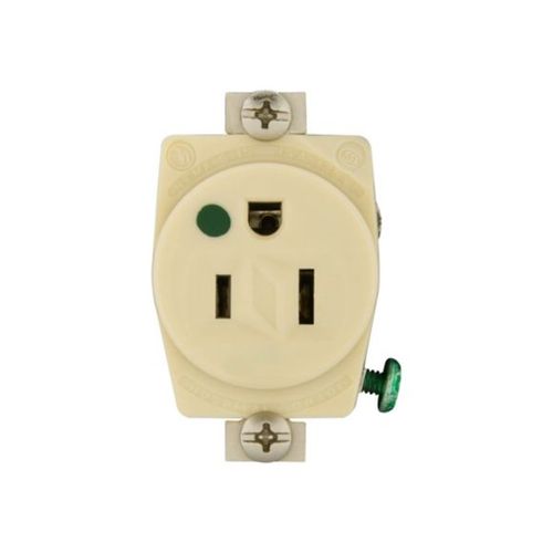 Main product image of Arrow Hart Heavy-Duty Single Receptacle, #14-10 Awg 15A, Healthcare, Panel, 125V, Ivory, 8210MV