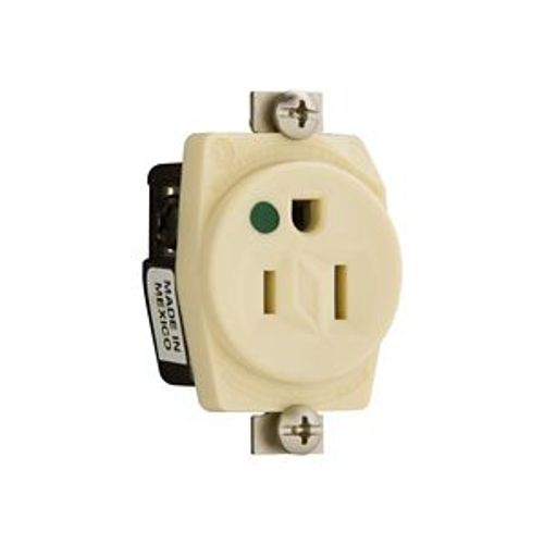 Main product image of Arrow Hart Heavy-Duty Single Receptacle, #14-10 Awg 15A, Healthcare, Panel, 125V, Ivory, 8210MV