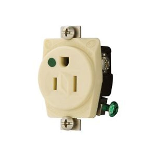 Main product image of Arrow Hart Heavy-Duty Single Receptacle, #14-10 Awg 15A, Healthcare, Panel, 125V, Ivory, 8210MV