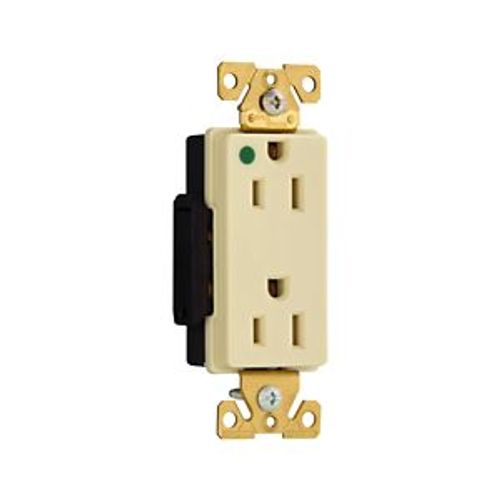 Main product image of Arrow Hart Duplex Receptacle, #14-10 Awg 15A, 125V, Ivory, Duplex, Illuminated, Auto-Grounding, 8262LTV