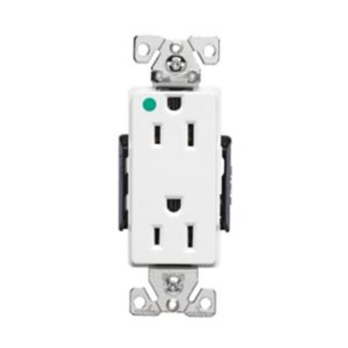 Main product image of Arrow Hart Duplex Receptacle, #14-10 Awg 15A, 125V, Duplex, Illuminated, Auto-Grounding, 8262LTW