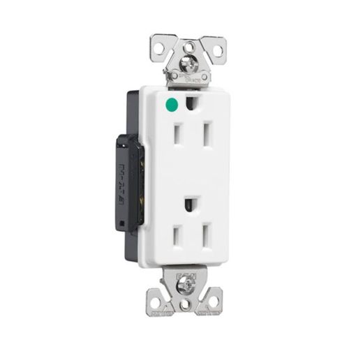 Main product image of Arrow Hart Duplex Receptacle, #14-10 Awg 15A, 125V, Duplex, Illuminated, Auto-Grounding, 8262LTW