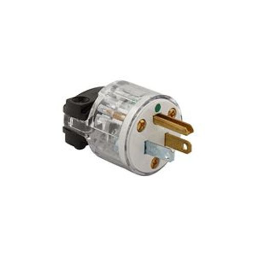 Main product image of Arrow Hart Safety Grip Straight Blade Plug, #14-10 Awg 15A 125V, Clear, 5-15P, 2-Pole, 8266