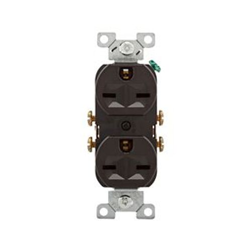 Main product image of Commercial Grade Duplex Receptacle, #14-10 Awg 15A, 250V, Side, Brown, 6-15R, 2-Pole 3-Wire, 826B-BOX