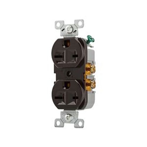 Main product image of Commercial Grade Duplex Receptacle, #14-10 Awg 15A, 250V, Side, Brown, 6-15R, 2-Pole 3-Wire, 826B-BOX
