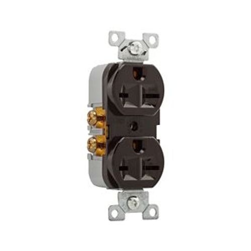 Main product image of Commercial Grade Duplex Receptacle, #14-10 Awg 15A, 250V, Side, Brown, 6-15R, 2-Pole 3-Wire, 826B-BOX