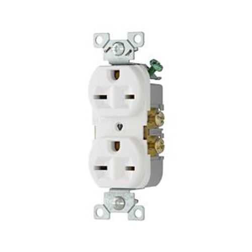 Main product image of Commercial Grade Duplex Receptacle, #14-10 Awg 15A, 250V, SideWire, White, 6-15R, Duplex, Screw, 826W-BOX