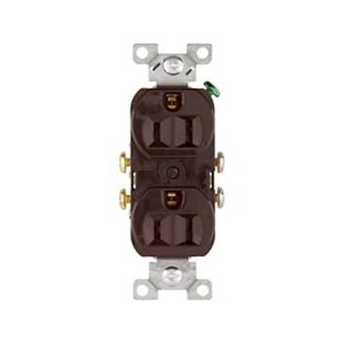 Main product image of Commercial Grade Duplex Receptacle, #14-10 Awg 15A, 125V, SideWire, Brown, Duplex, Screw, 827B-BOX