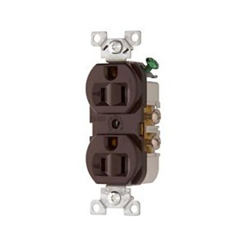 Main product image of Commercial Grade Duplex Receptacle, #14-10 Awg 15A, 125V, SideWire, Brown, Duplex, Screw, 827B-BOX